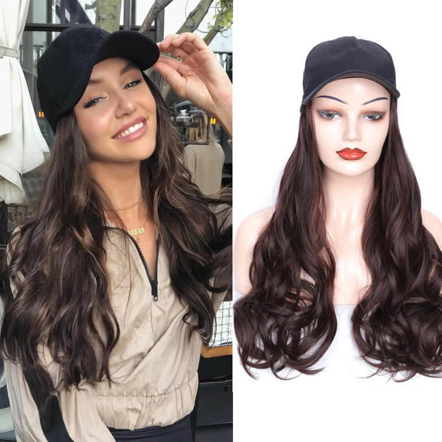 Синтетический парик со шляпой - Фотография_2