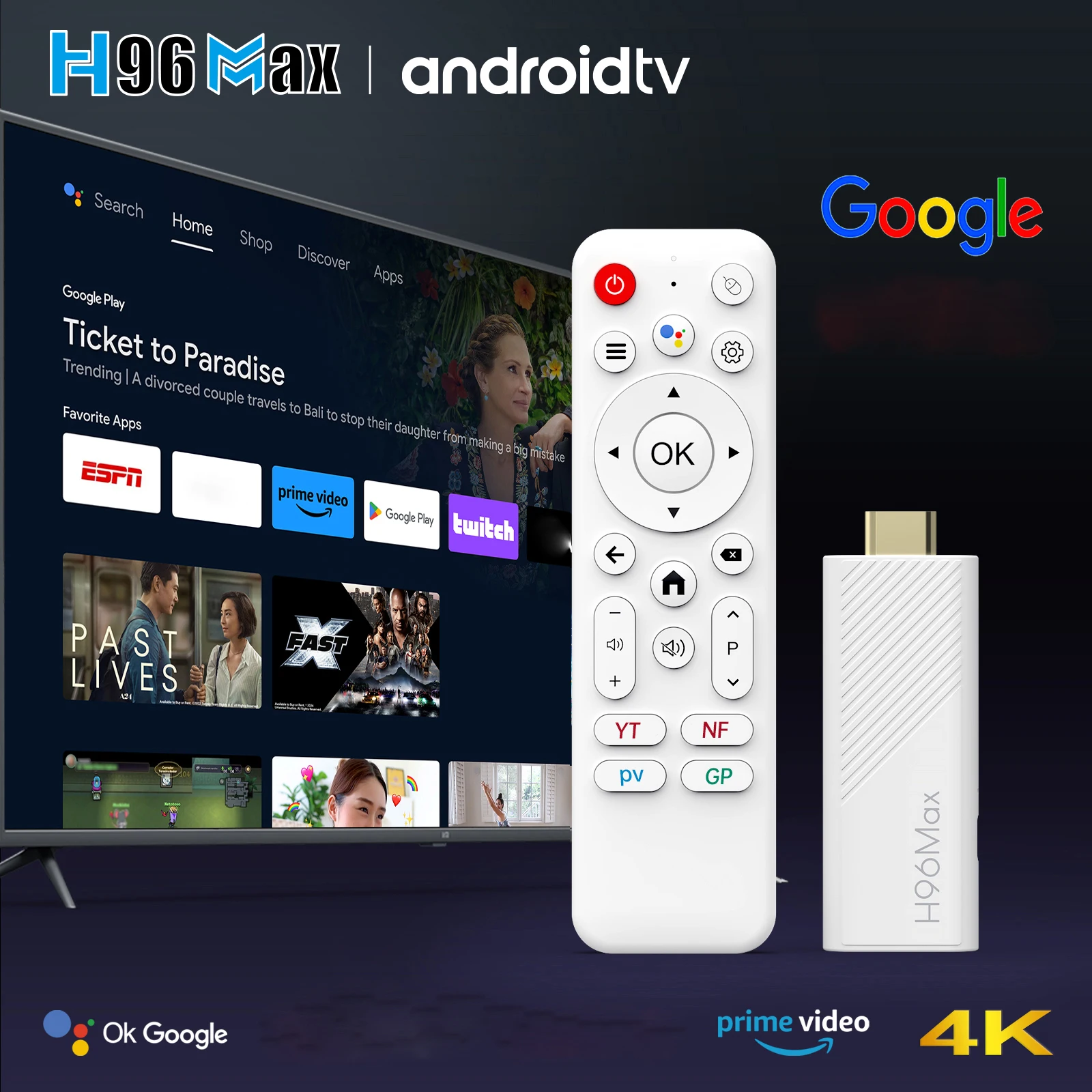 H96 max h313 mini smart tv stick 4k hd android14 quad core wifi6 bt5 - Фотография_2