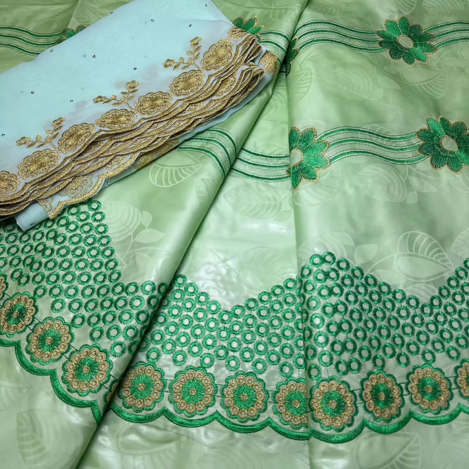 7 ярдов вышивка африканская ткань - Фотография_6