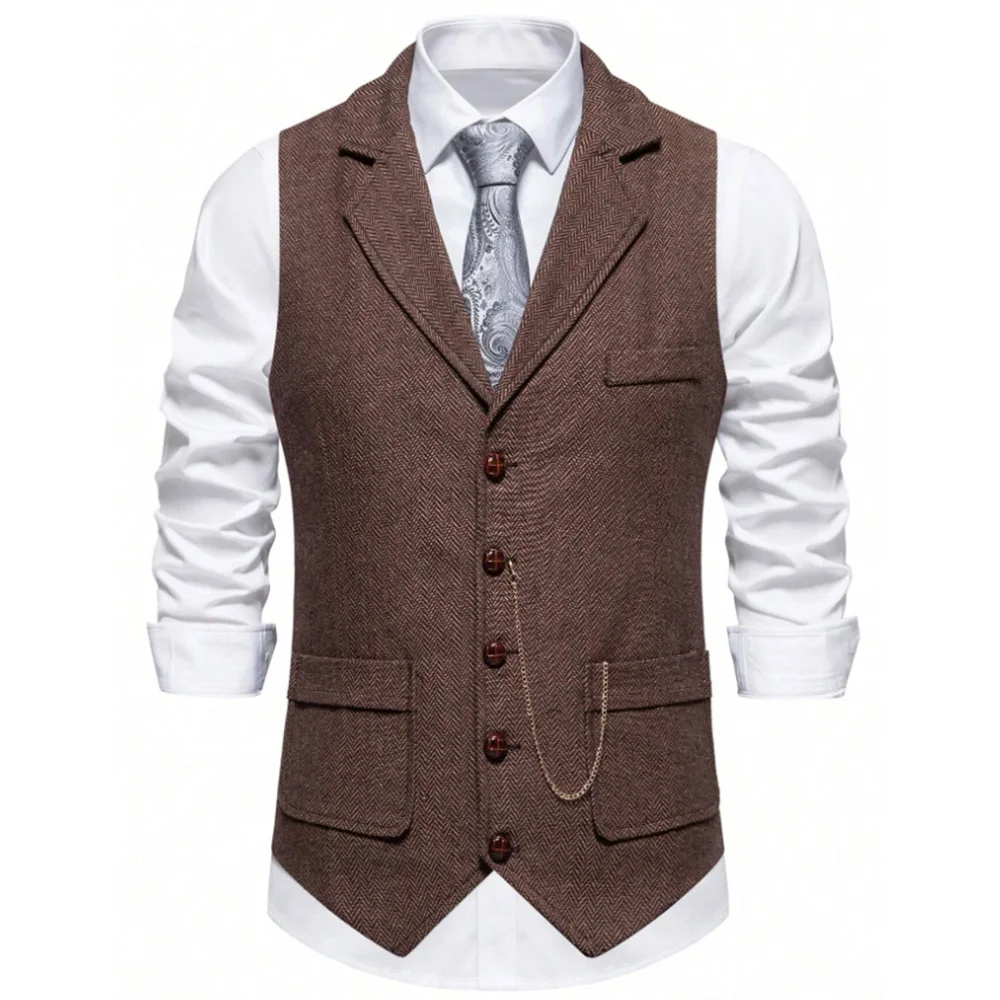 Мужской твидовый шерстяной жилет - Фотография_2