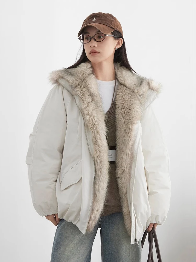Chic ven корейский женский пуховик с воротником из искусственного меха - Фотография_6