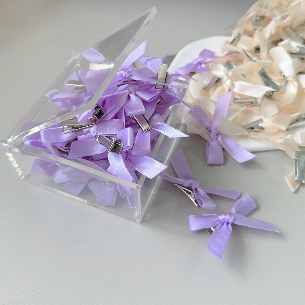 Детский милый однотонный мини-бантик с заколкой для волос - Фотография_2