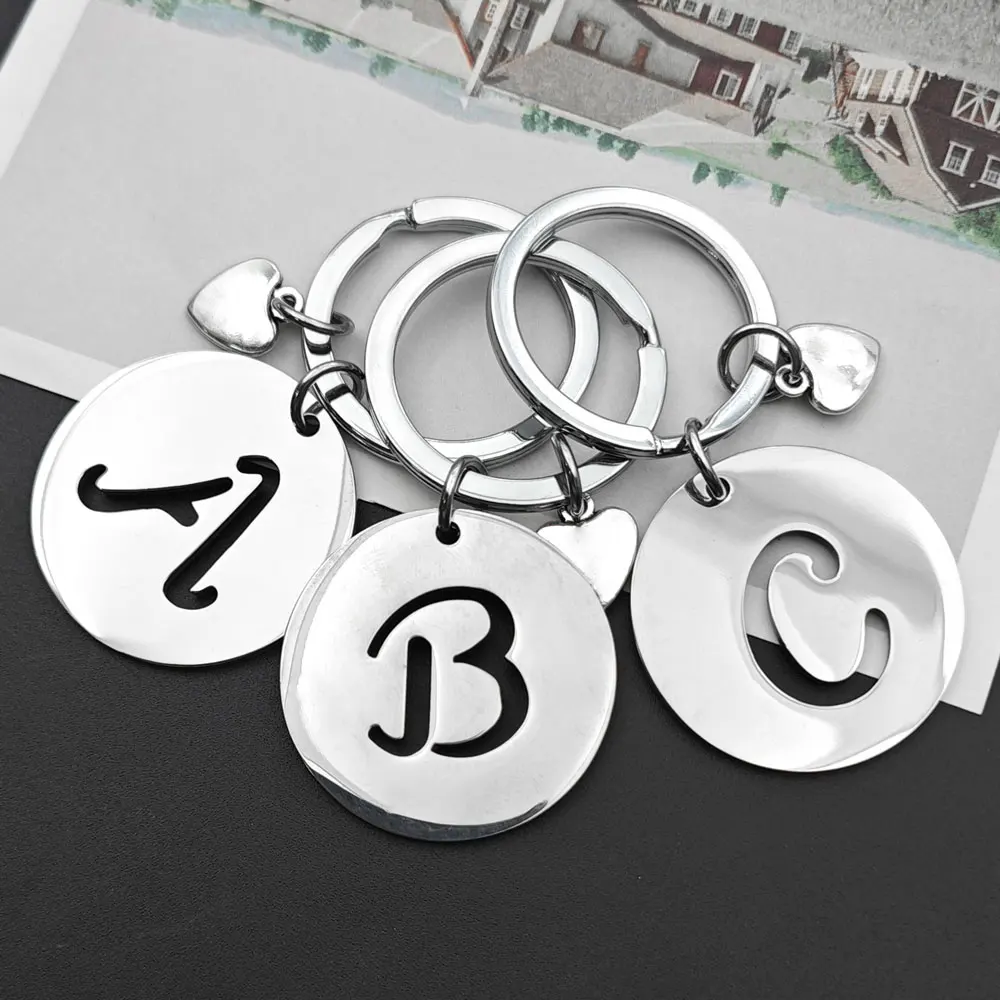 Популярный a-z круглый брелок из - Фотография_3