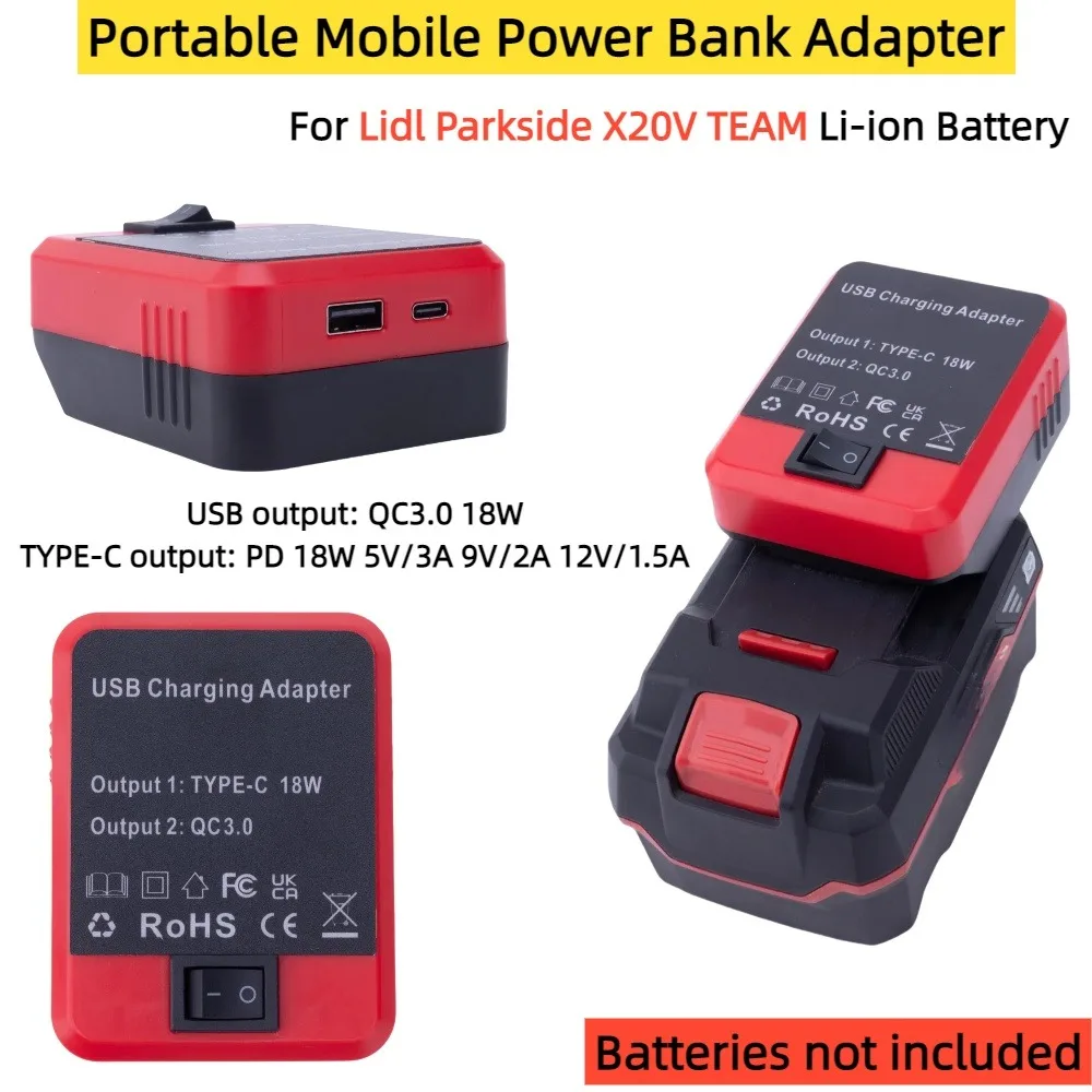 Портативный мобильный адаптер power bank для lidl parkside x20v team - Фотография_2