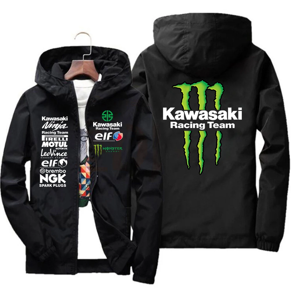 Куртка гоночной команды с логотипом kawasaki