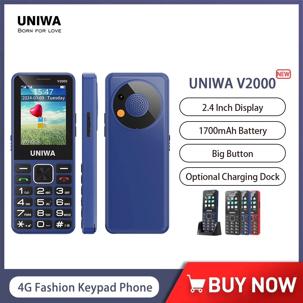 Uniwa v2000 4g модный телефон с клавиатурой 2