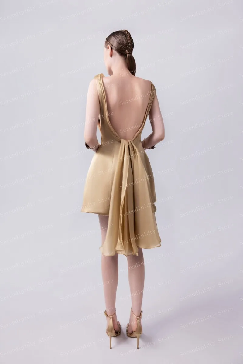 Золотое атласное вечернее платье - Фотография_3