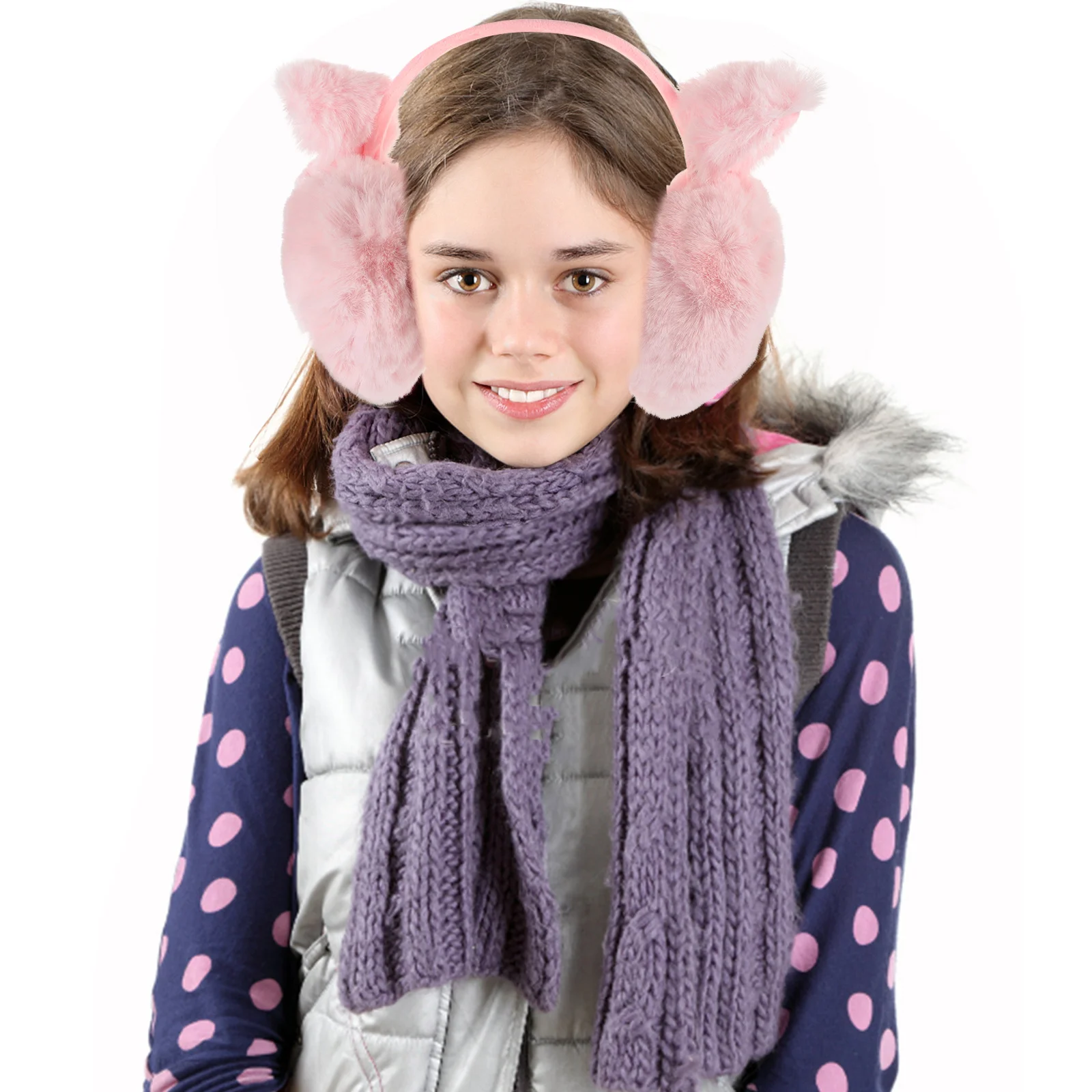 Теплые наушники с кошачьими ушками