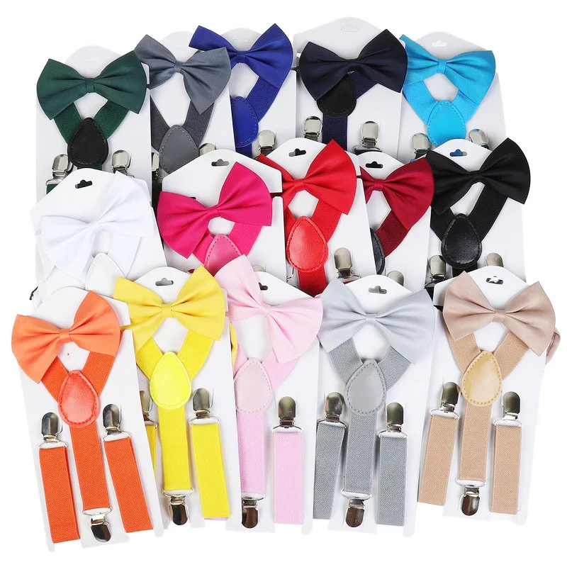 Детские подтяжки с галстуком-бабочкой в горошек - Фотография_5