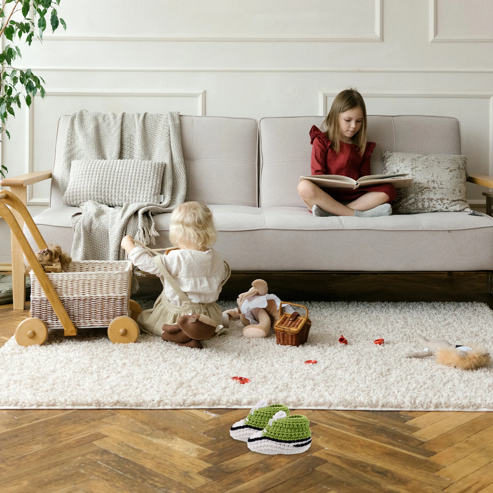 Очаровательные зеленые вязаные крючком детские туфли 10 см - Фотография_2