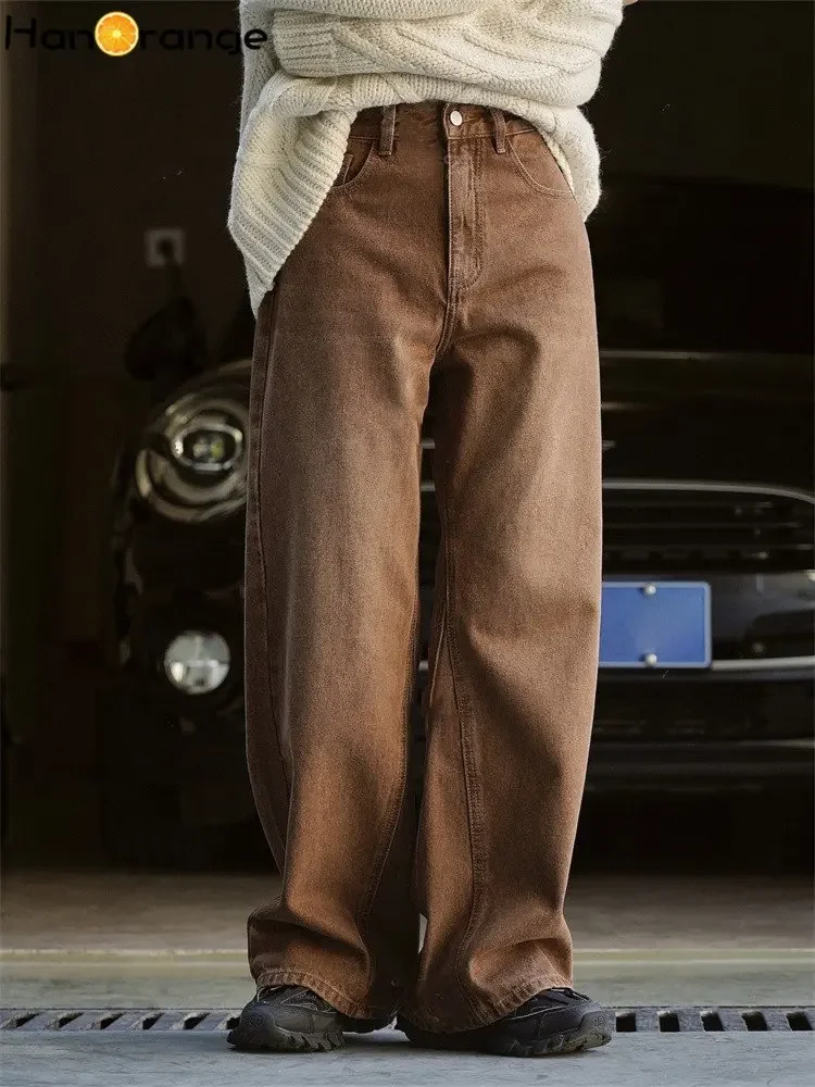 Зимние винтажные повседневные прямые джинсы с высокой талией