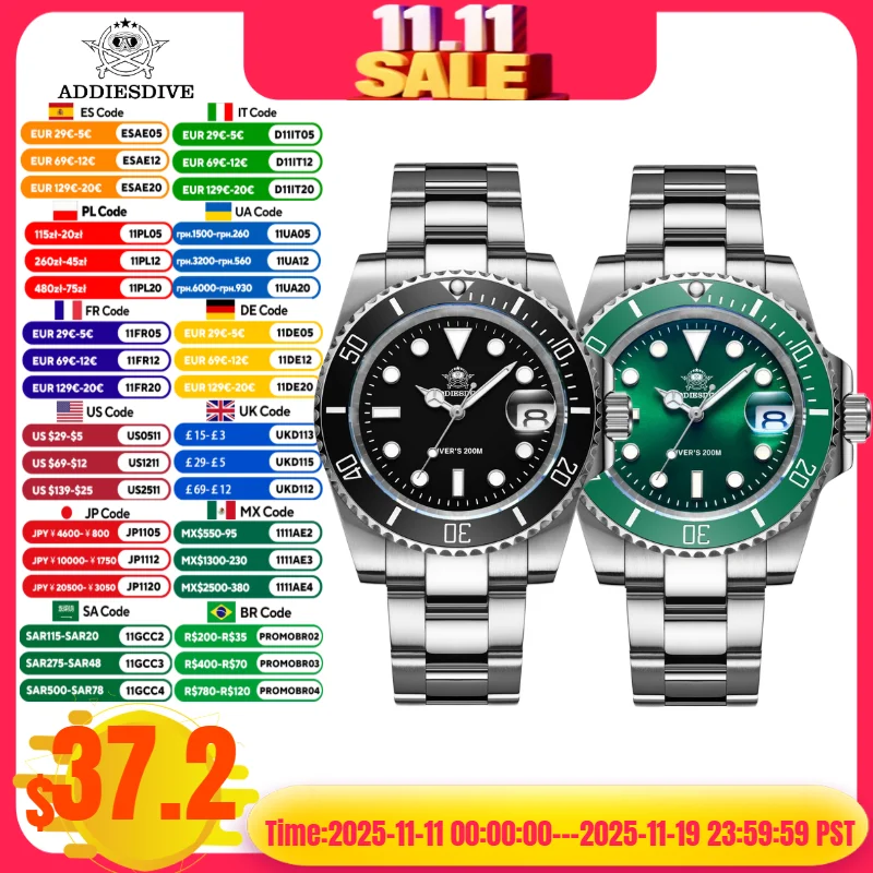 Addiesdive мужские роскошные часы