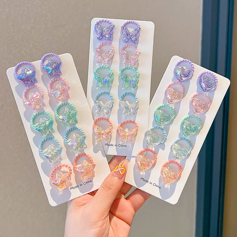 Блестящие веревки для волос с бабочкой для маленьких девочек