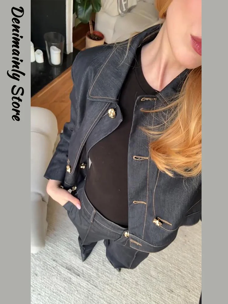 Шикарные джинсовые длинные брюки - Фотография_3