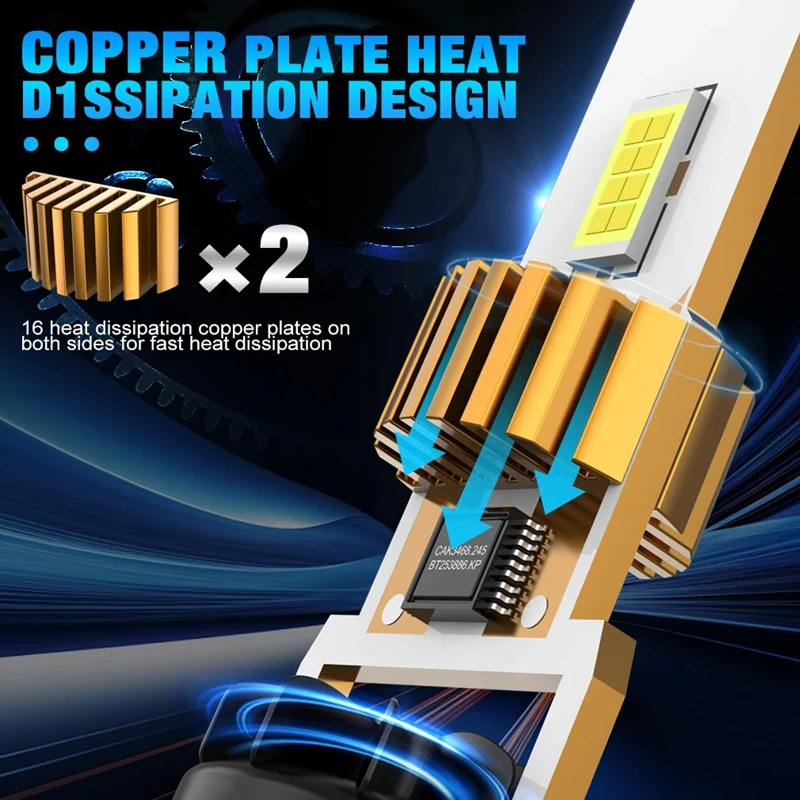 H7 светодиодная фара canbus 30000lm 7035 csp чипы 1 - Фотография_4