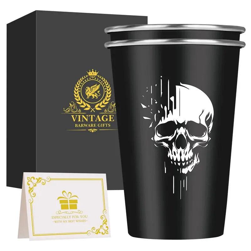 Чашка для пива из нержавеющей стали с головой черепа