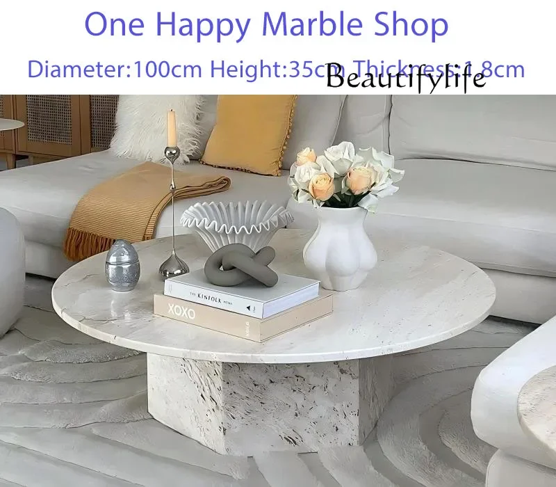 Журнальный столик u-кремового травертина - Фотография_6