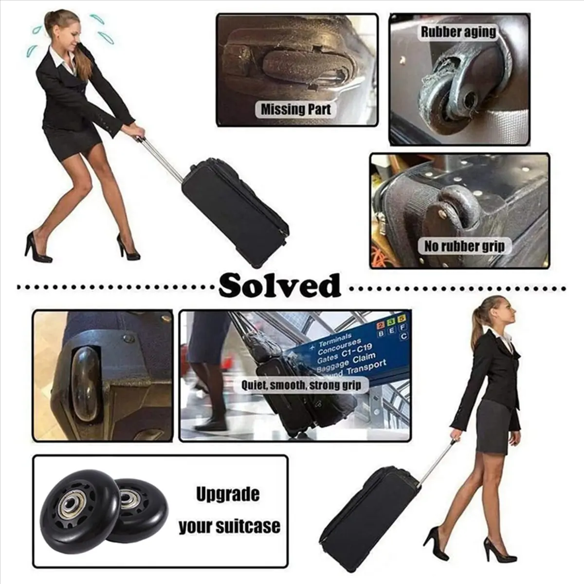 Abqr 60x18 мм, набор из 2 сменных колес для чемодана - Фотография_6