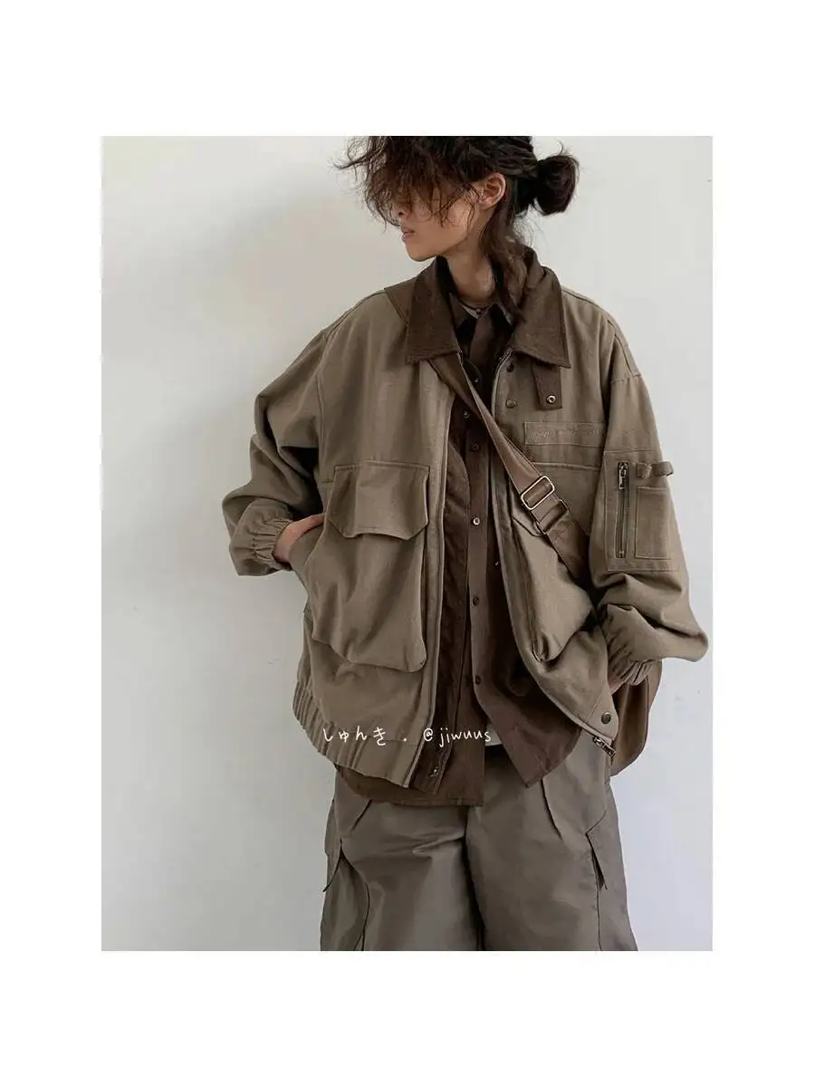 Мужская куртка, весенне-осенняя свободная куртка-карго - Фотография_6