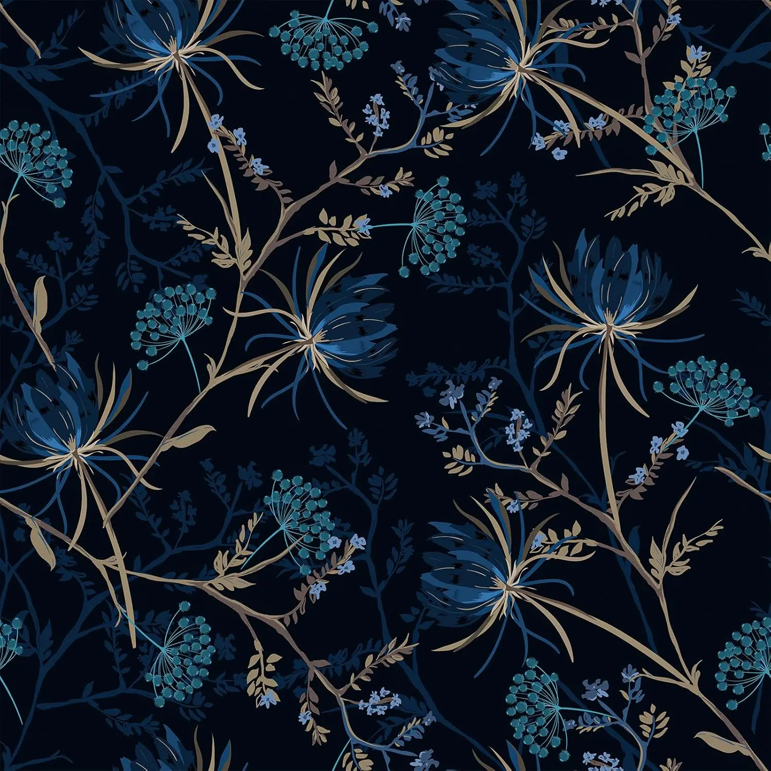 Обои dark dandelion с цветочным рисунком