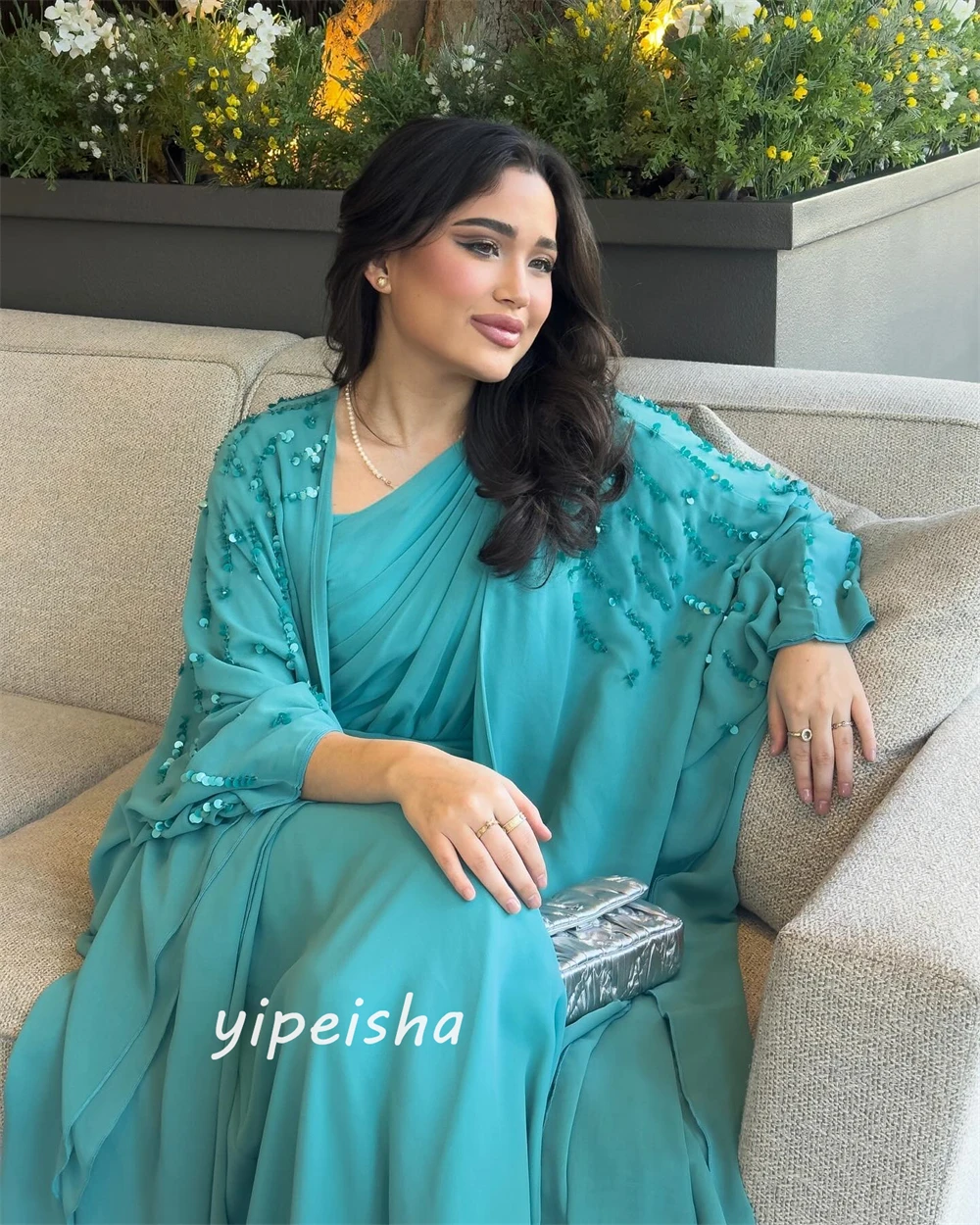 Шифоновое платье jiayigong со складками и бисером - Фотография_4