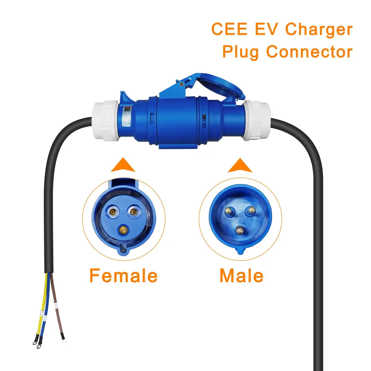 32a blue cee socket to 16a eu schuko plug adapter 7kw to 3 - Фотография_4