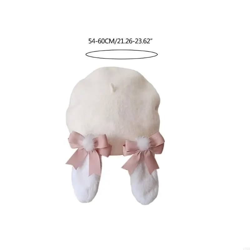 Плюшевые береты с заячьими ушками для девочек - Фотография_6
