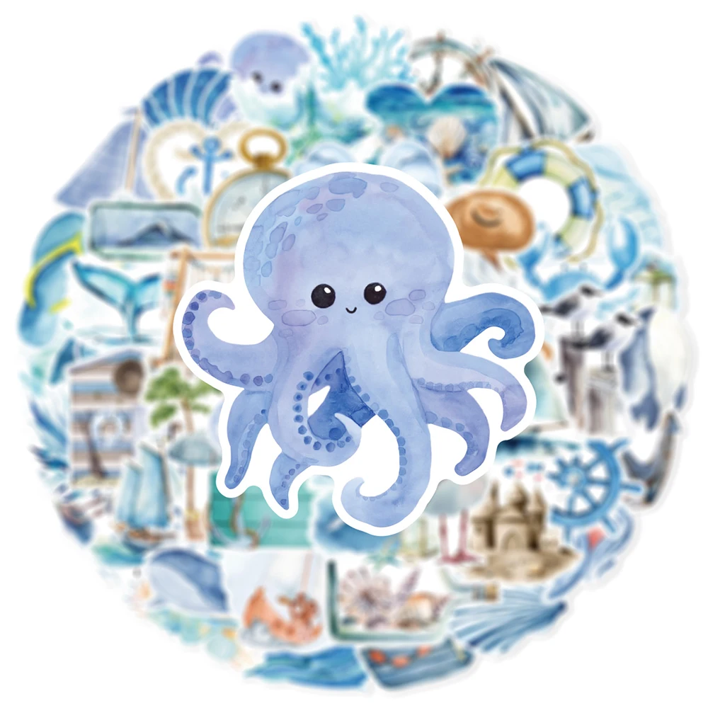 Синий морской мир мультфильм граффити - Фотография_5