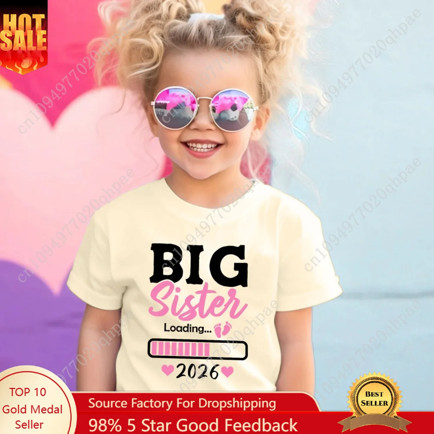 Детская рубашка с принтом big sister loading 2026