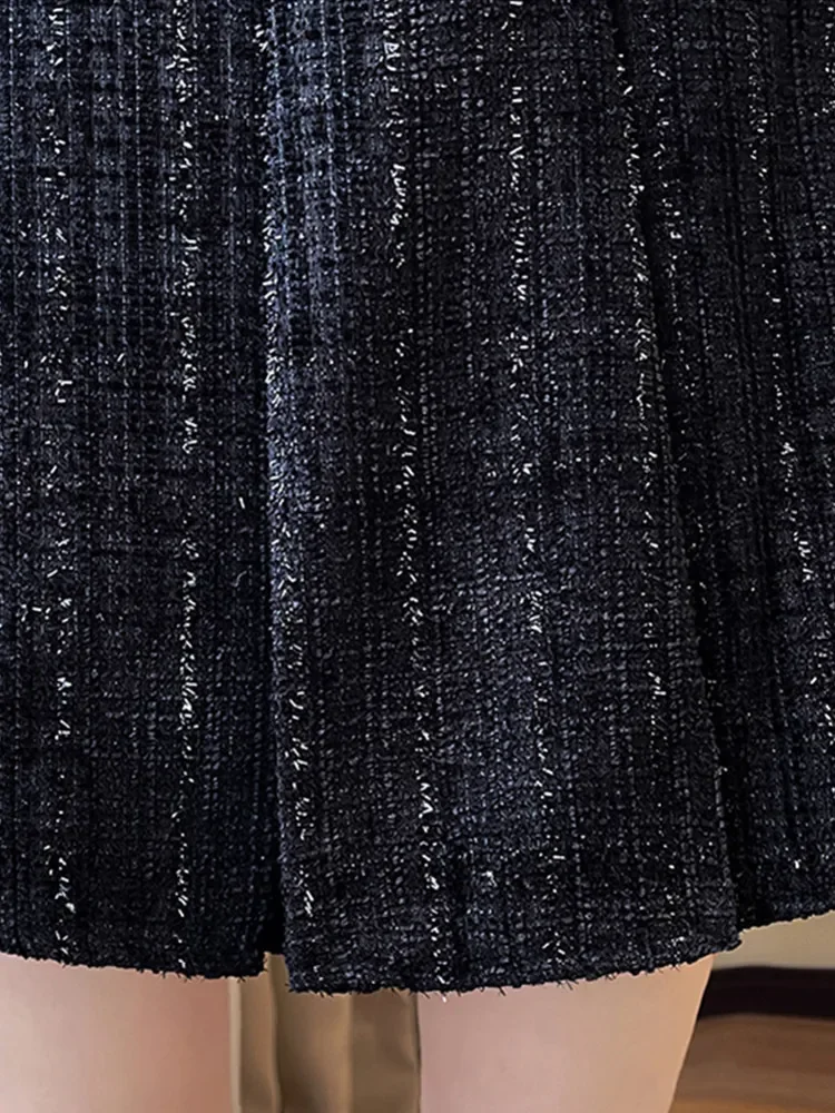 Черные твидовые мини-юбки женские - Фотография_4