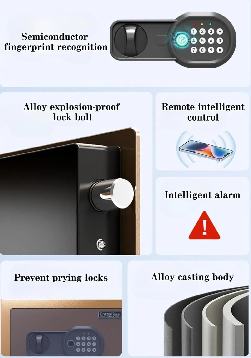 Биометрический мини-сейф для дома с замком по отпечатку пальца - Фотография_5