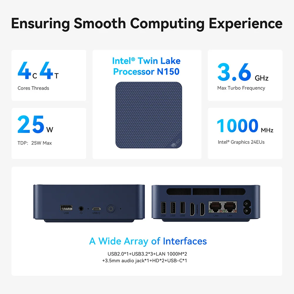 Beelink eq14 intel twin lake-n150 max turbo 3 - Фотография_3