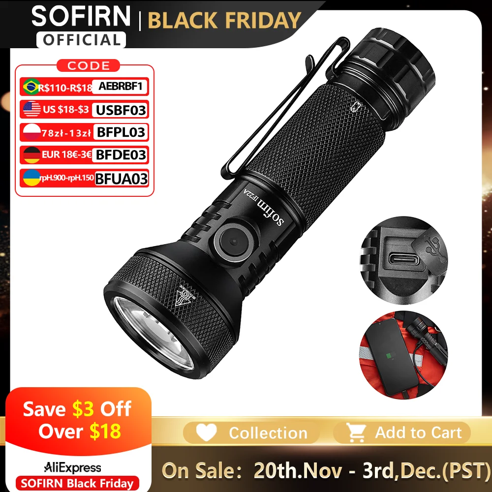 Sofirn if22a 2100 лм фонарик 21700