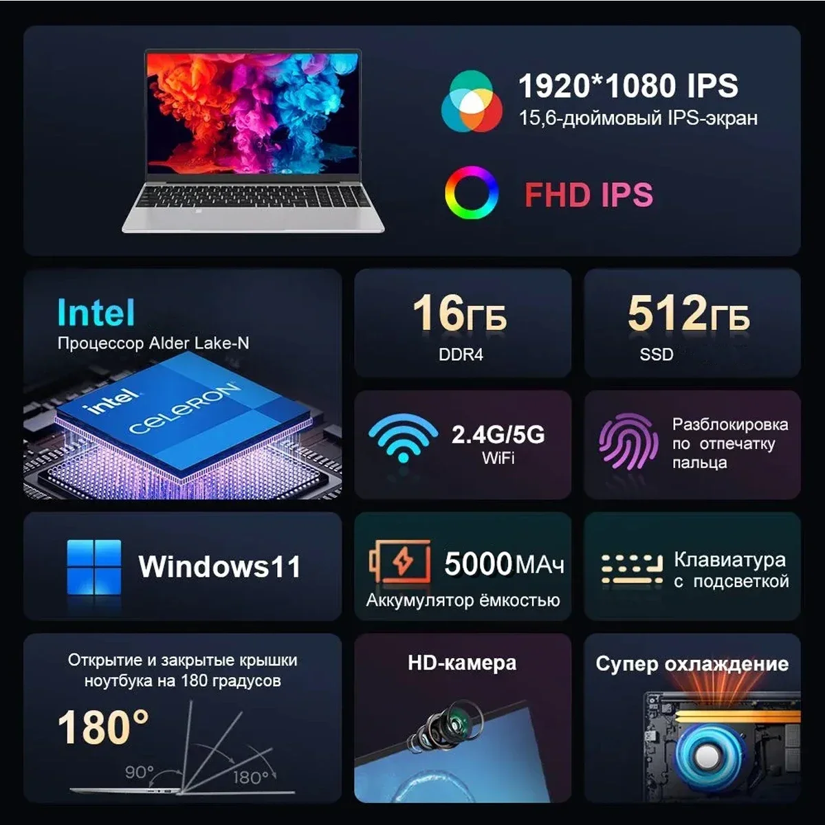 Ноутбук akpad kr159 n5095 с диагональю 15 - Фотография_5