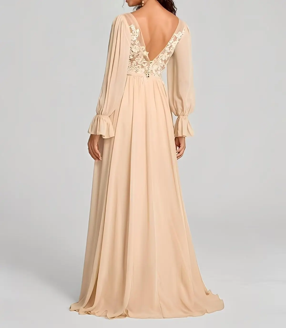 Платья подружки невесты с v-образным вырезом и длинным рукавом для свадьбы - Фотография_5