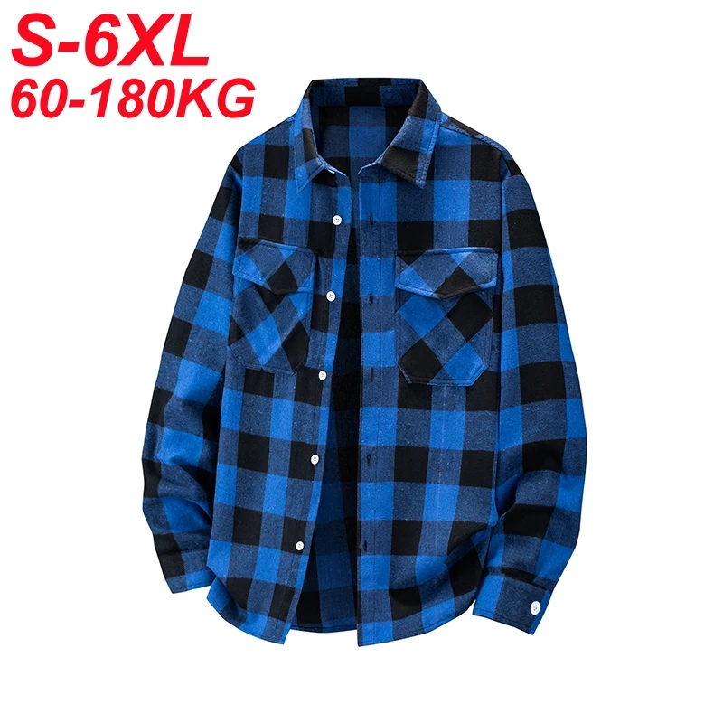 180 кг 6xl мужские клетчатые рубашки