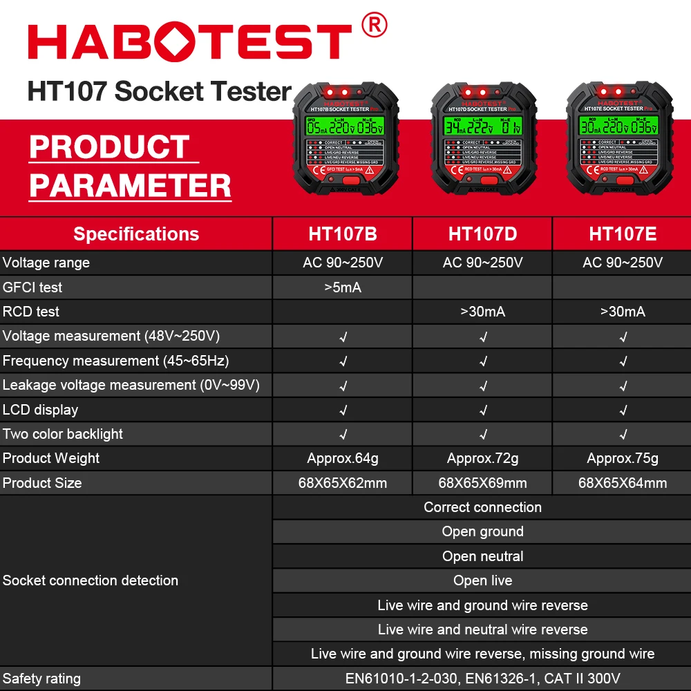 Habotest ht107 тестер розеток pro - Фотография_2