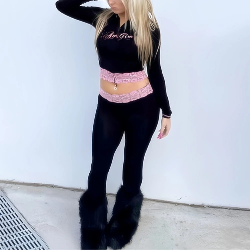 Hlj&gg черный y2k с буквенным принтом и капюшоном - Фотография_6