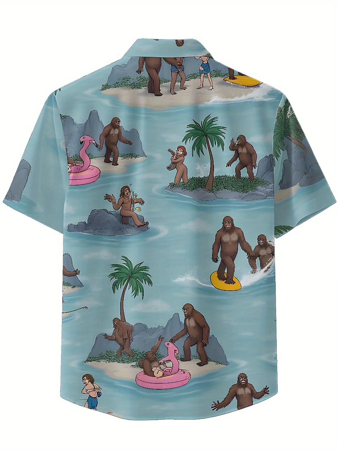 Мужские гавайские рубашки больших размеров sasquatch surfing on the beach - Фотография_5