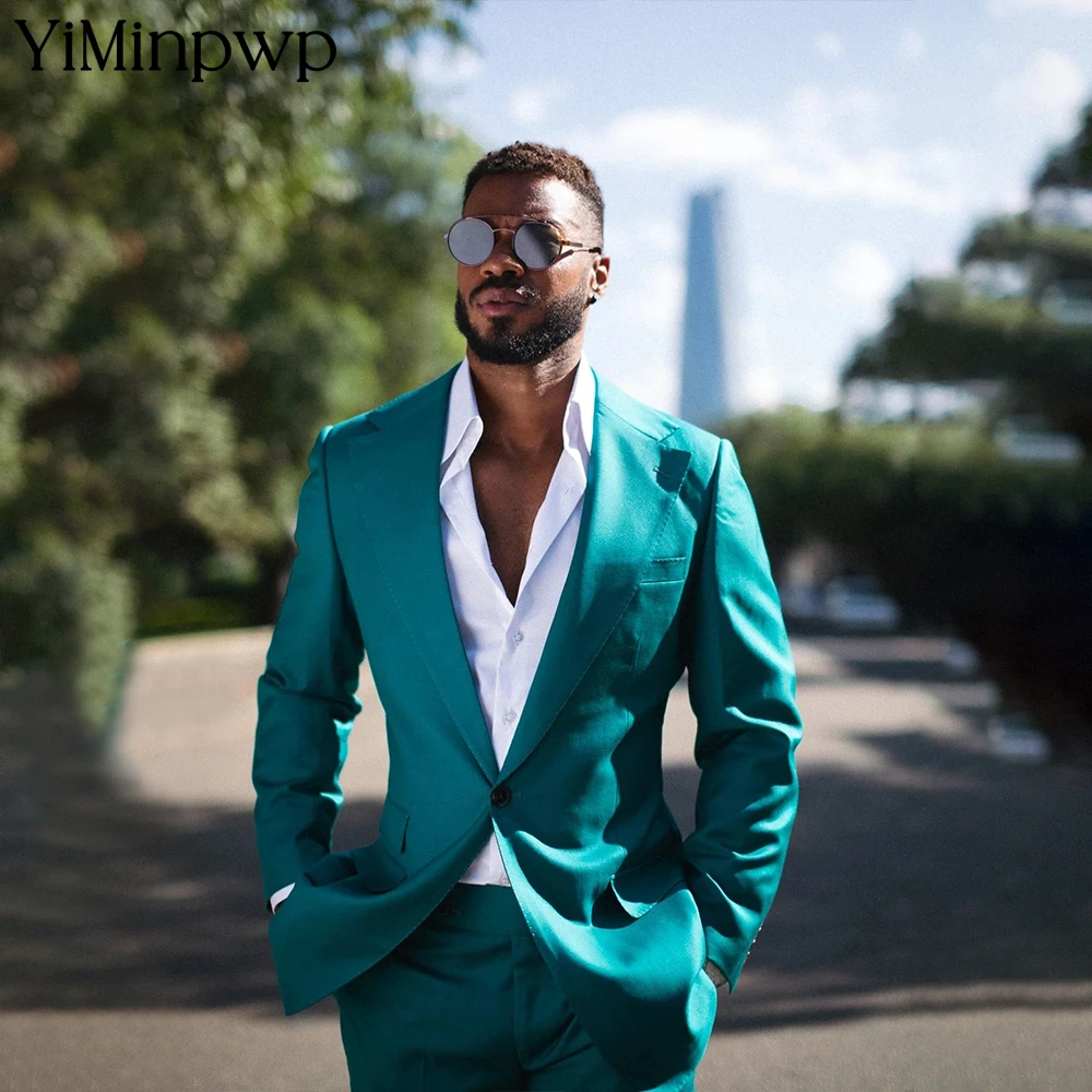 Yiminpwp бирюзовый мужской костюм