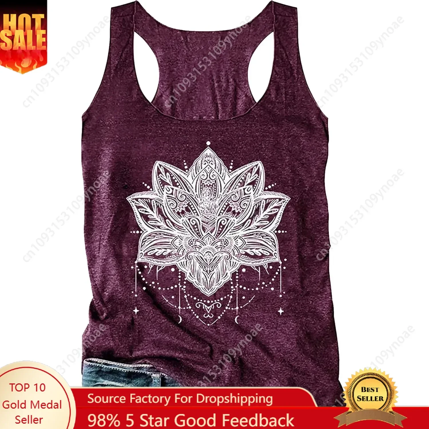 Мандала винтажные топы на бретелях с графическим принтом