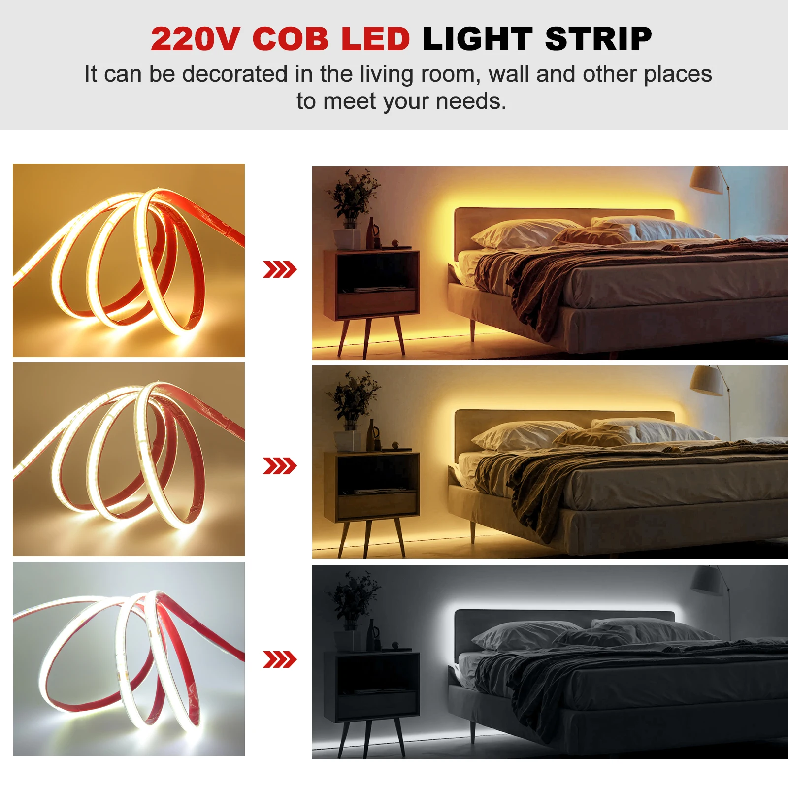 Ac 220 в cob strip 240 светодиодов/m - Фотография_2