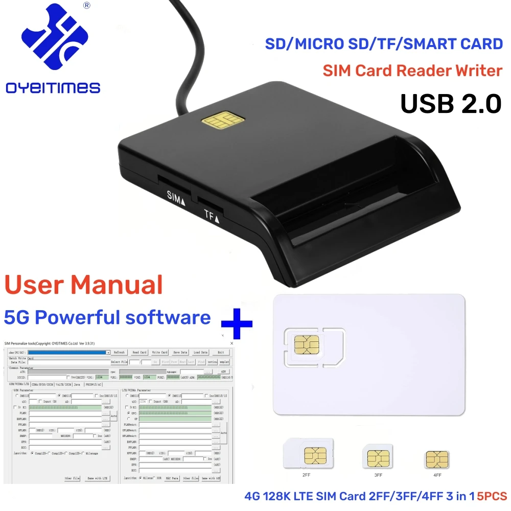 Oyeitimes устройство чтения sim-карт и записи + 5 шт