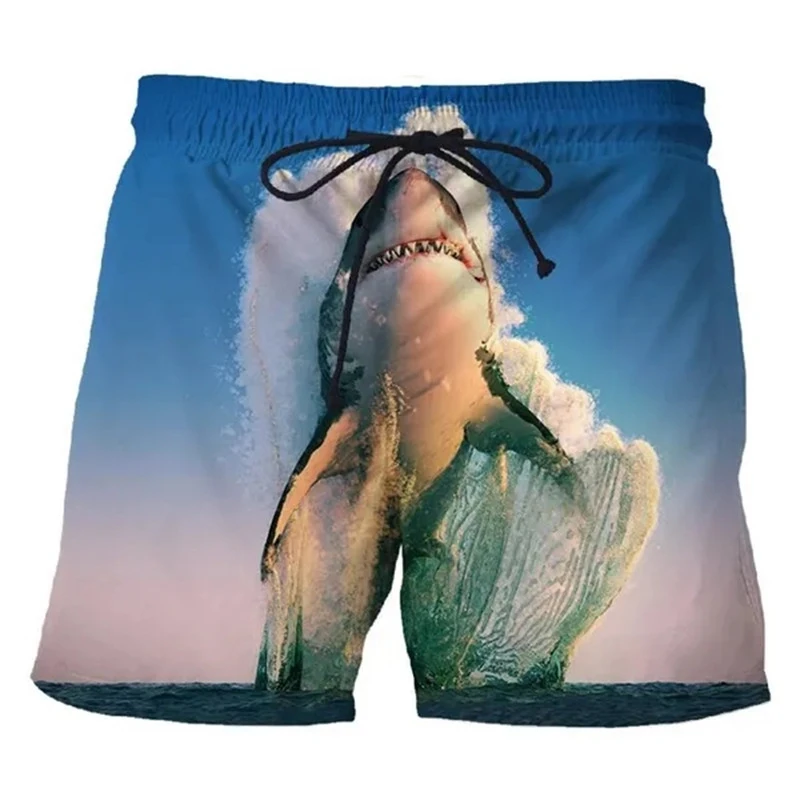 Модные гавайские пляжные шорты с рисунком акулы - Фотография_5