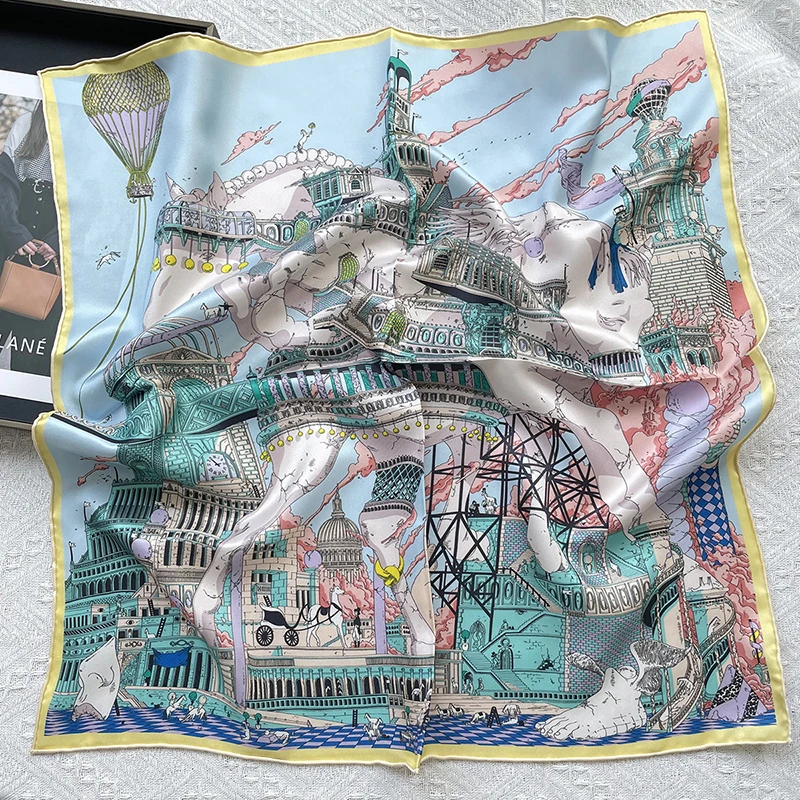 Роскошный дизайнерский шелковый шарф с лошадью