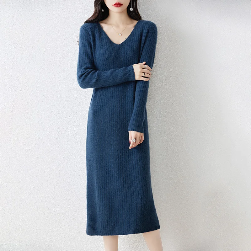 Осень и зима, новый пуловер с v-образным вырезом - Фотография_6