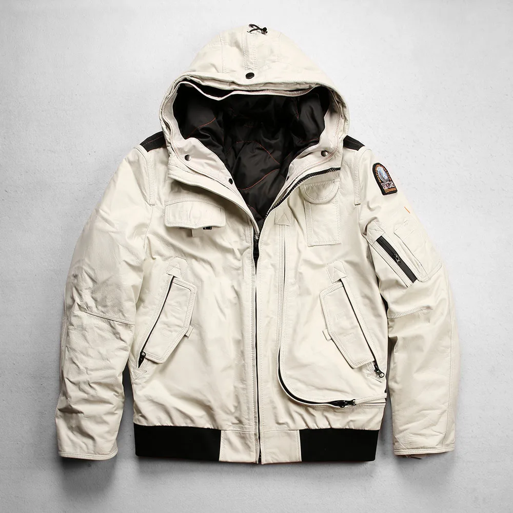 Зимняя мужская новая белая съемная подкладка с капюшоном