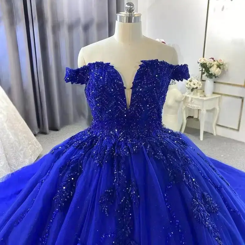 Королевские синие блестящие платья quinceanera по индивидуальному заказу - Фотография_4