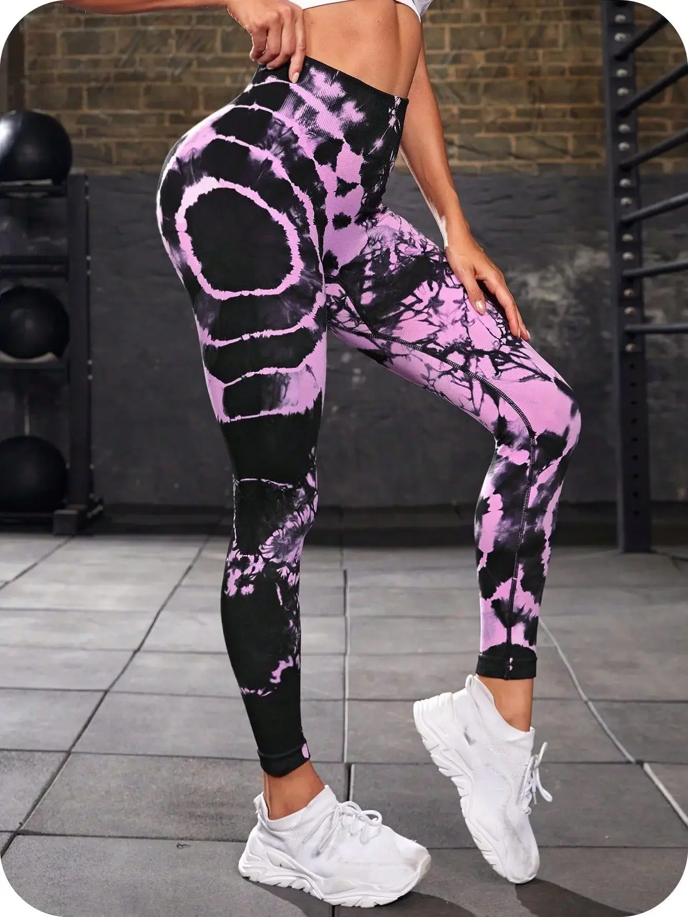 Брюки для йоги tie dye с высокой - Фотография_2