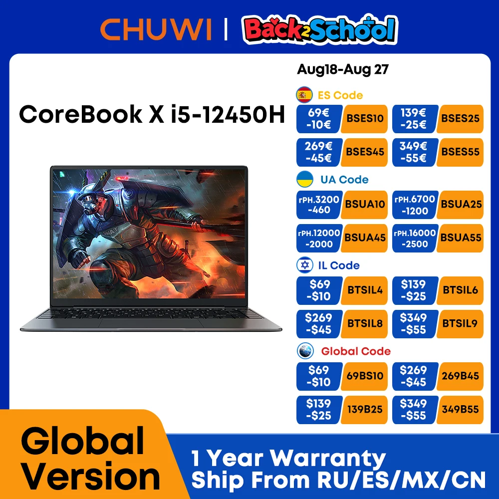 Игровой ноутбук chuwi corebook x intel core i5 12450h